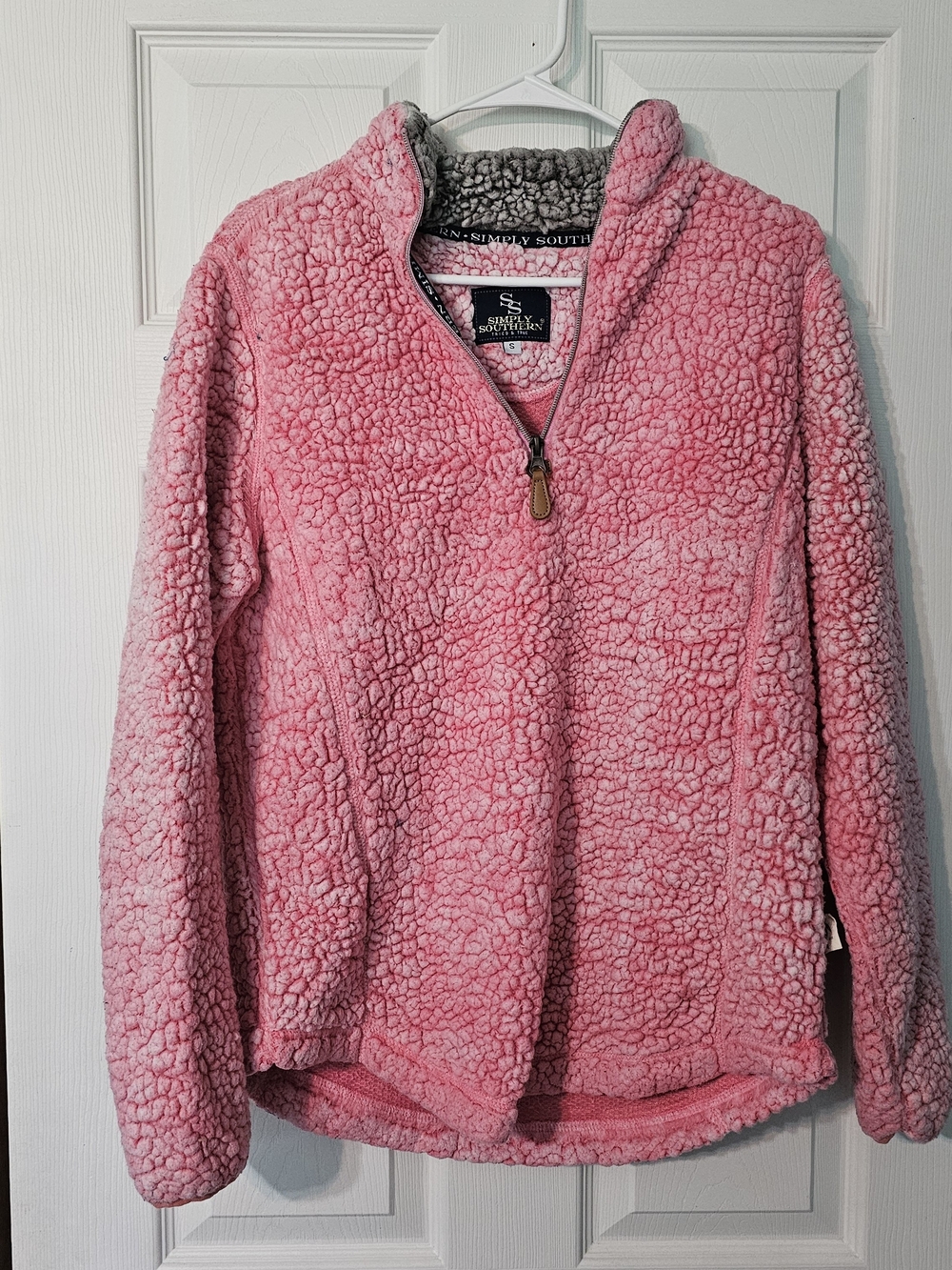 Simply Southern Pink Sherpa Quarter-Zip Pullover